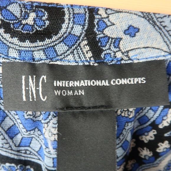 INC INTERNATIONAL CONCEPTS BLUE PAISLEY WITH RHINESTONE DETAIL LONG SLEEVE TUNIC - Picture 7 of 8